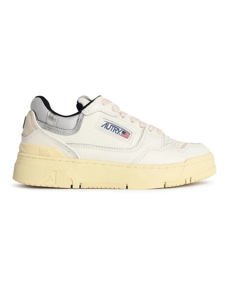 AUTRY CLC Low' White Lear und Silber Wildleder -Turnschuhe White
