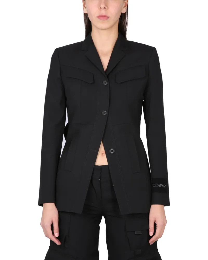 OFF-WHITE Aus weißer trockener Spielzeugkastenjacke Black