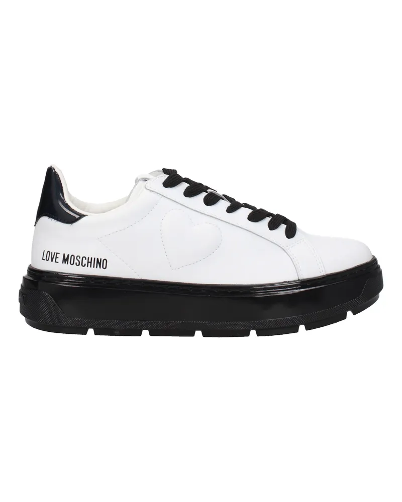 Moschino Damens Sneakers Weiß/Schwarzes Leder -