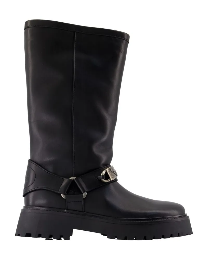 Zadig & Voltaire Angie glatte Knöchelstiefel  Leder schwarz Black