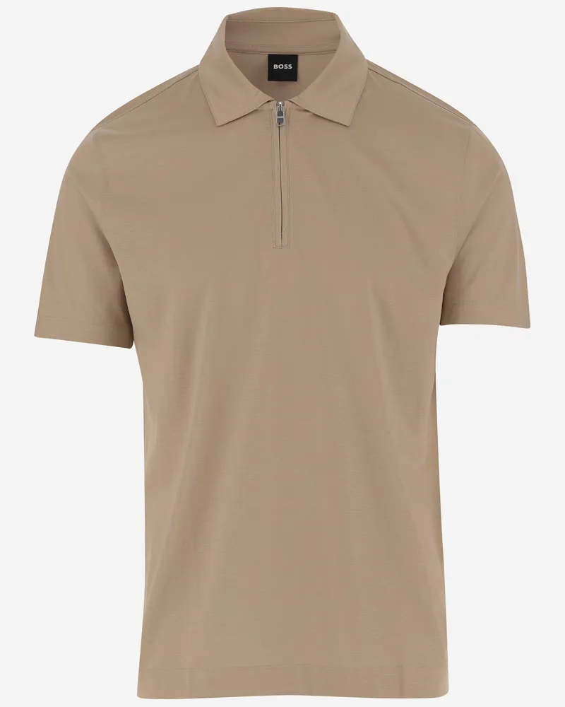 HUGO BOSS Cotton Mischpolohemd Beige