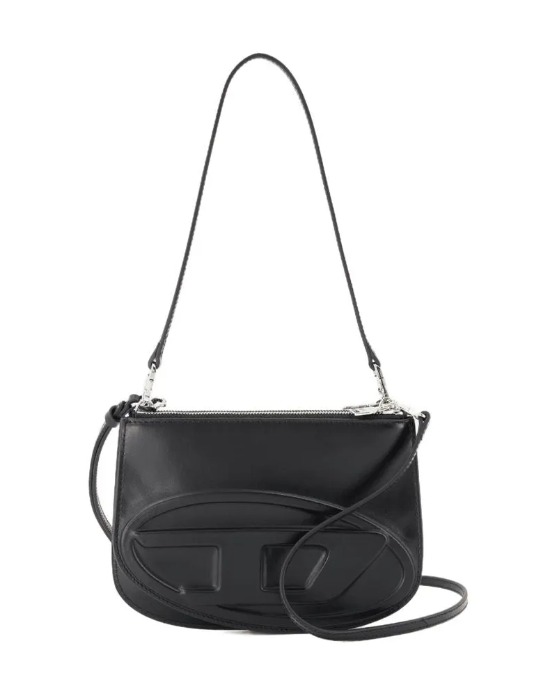 Diesel 1 DR Twin Umhängetasche  Leder schwarz Schwarz
