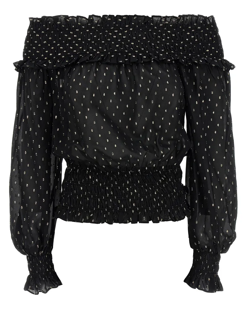 Self-Portrait Selbstporträt-Oberteil „Chiffon in Schwarz und Gold Black