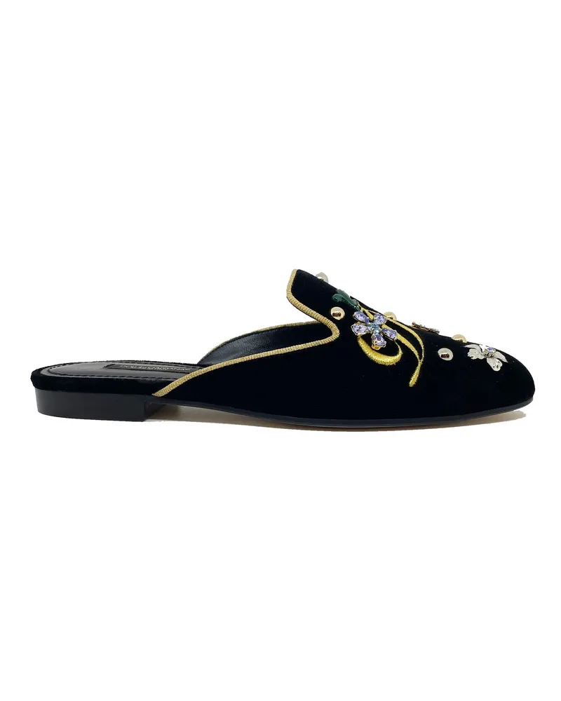 Dolce & Gabbana Samt-Pantoletten Schwarz