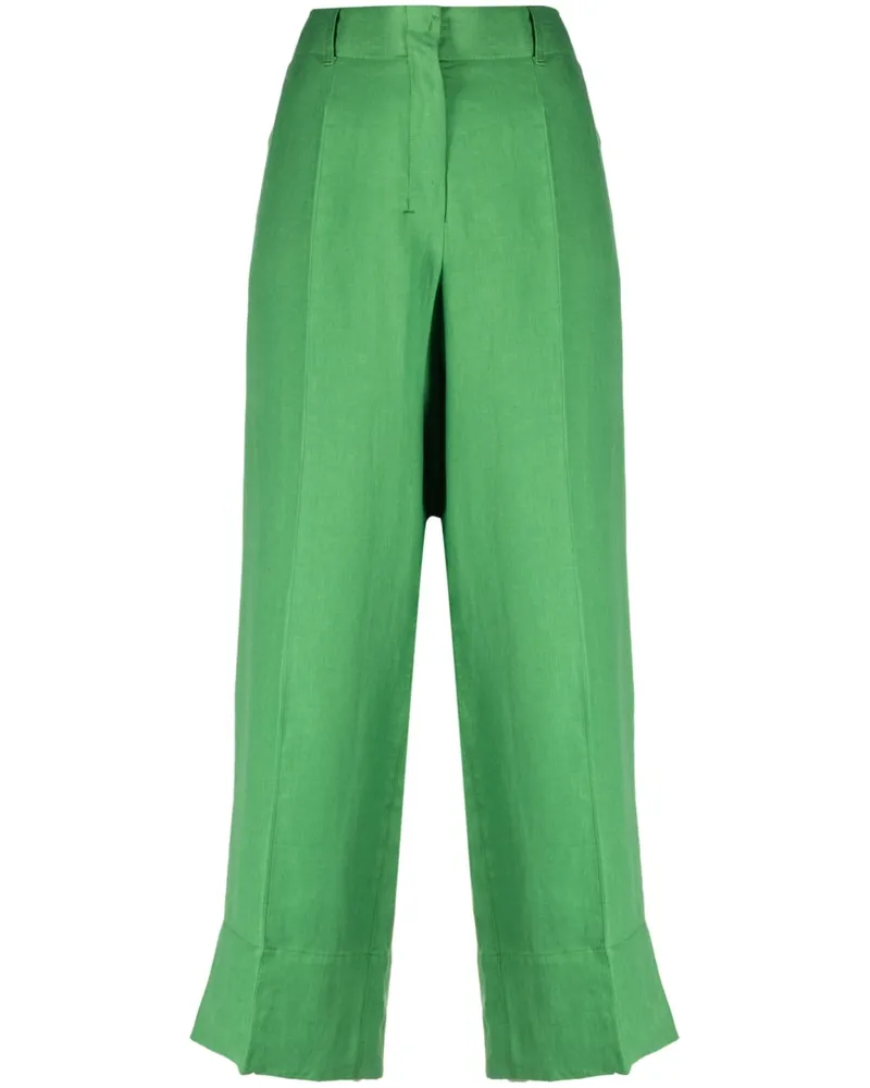 Max Mara Leinen, gekräuselte Hosen Green