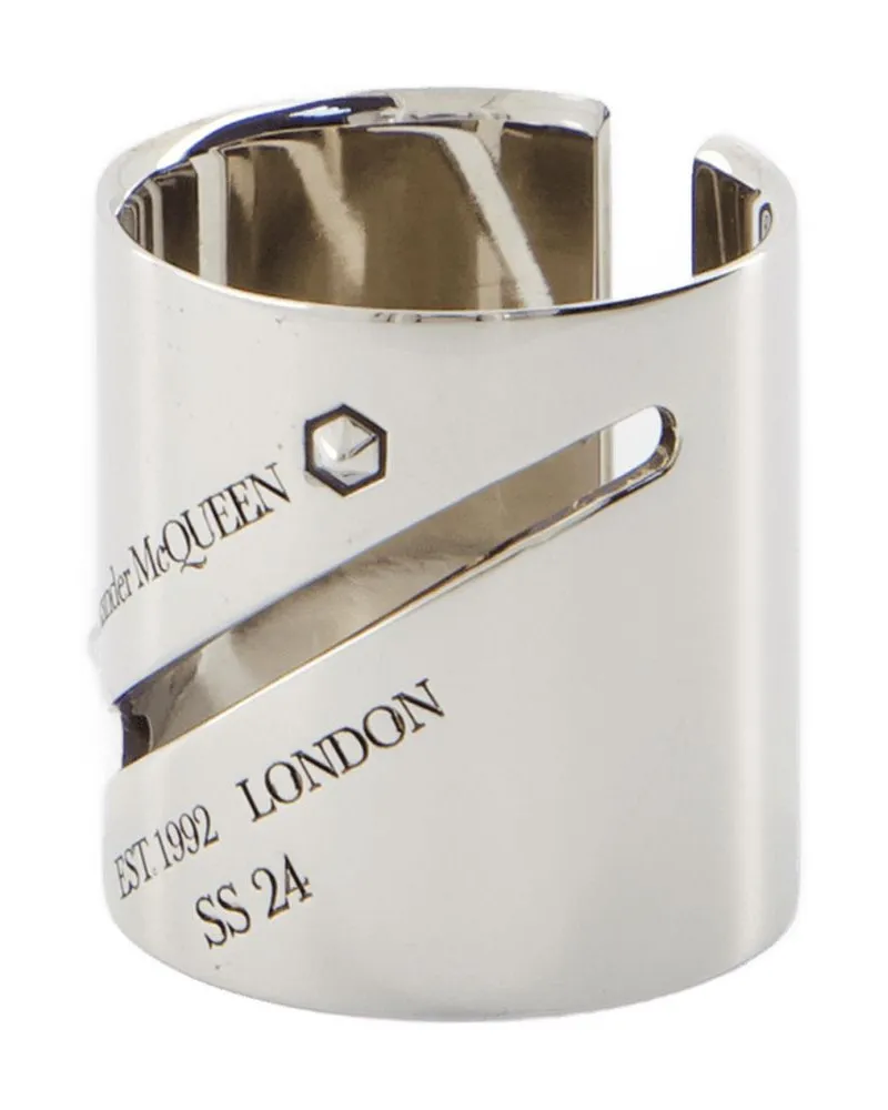 Alexander McQueen Identitäts -Tag -Ring Alexander MC Queen Metal Metallic Metallic