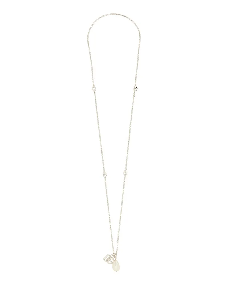 Dolce & Gabbana DG Logo Drop Halskette Silver