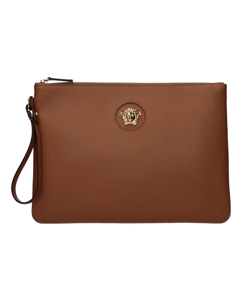 Versace Damens Clutch aus braunem/nacktem Leder -