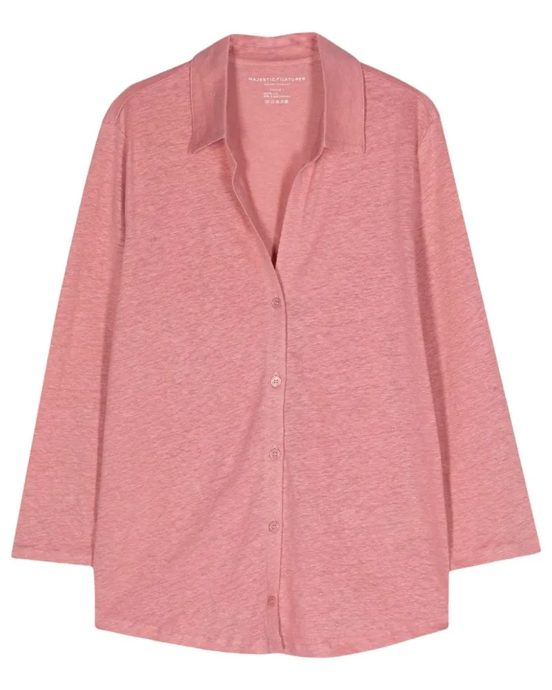Majestic Majestätisches 3/4 Ärmel -Leinenhemd Pink