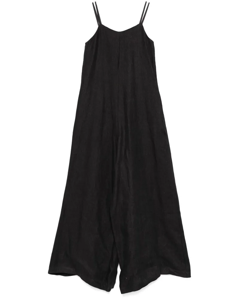 ALYSI Leinen mit weitem Beinoverall Black