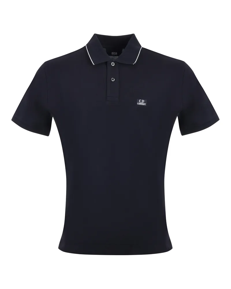 C.P. Company C.P. Firma Stretch Piqué Polo Shirt Blue