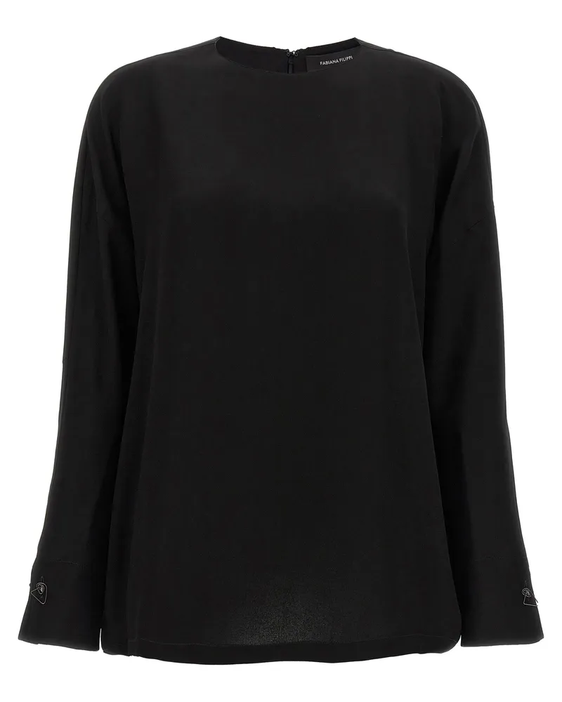 Fabiana Filippi Manschettenknöpfe Detail Bluse Schwarz