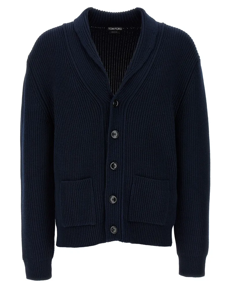 Tom Ford Seiden -Strickjacke Blue