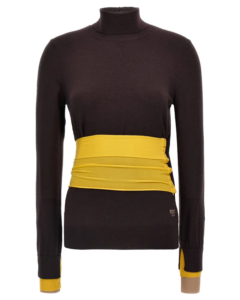 Fendi Wolle Rollkragenpullover Purple