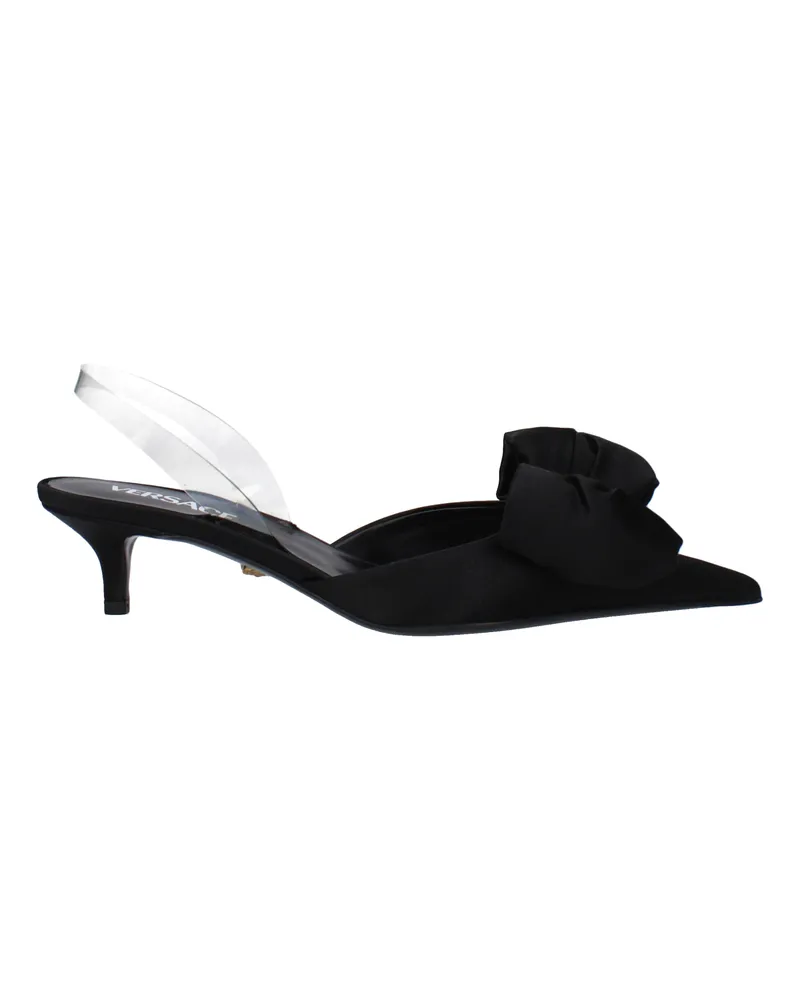 Versace Damens Satinschwarz/transparente Sandalen -