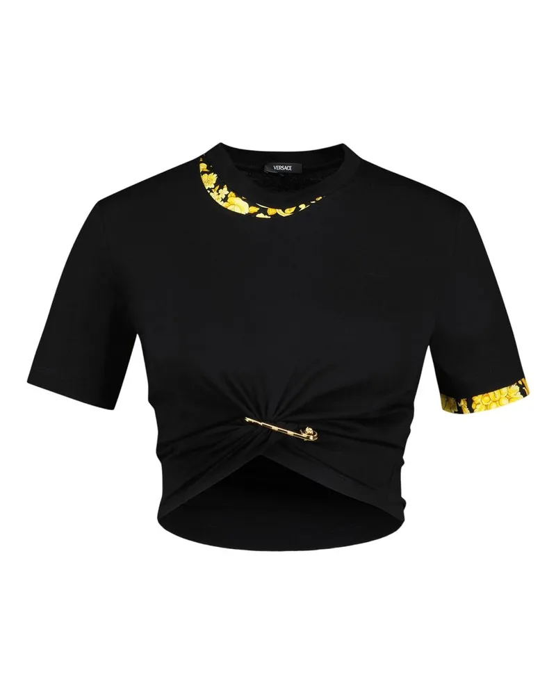 Versace T -Shirt Barocco T -Shirt  Cotton Schwarz schwarz Black