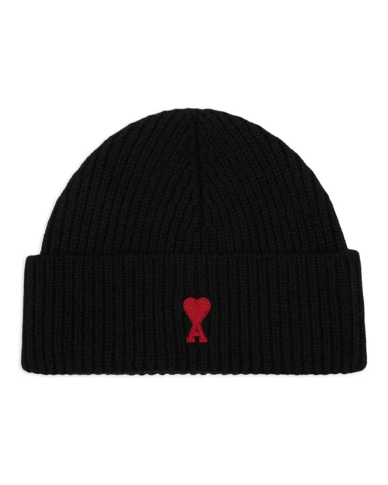 AMI Paris Ami de Coeur Wolle Beanie Black