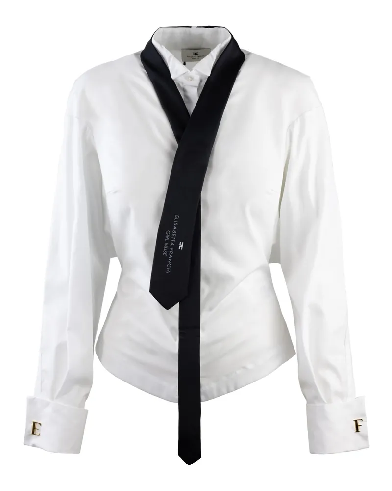 Elisabetta Franchi Camicia Bianca Con Cravatta Bianco