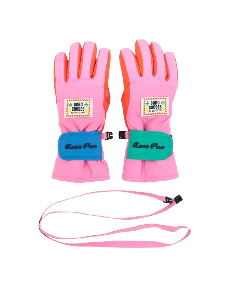 BOBO CHOSES Bobo wählt Handschuhe mit Logo aus Fuchsia
