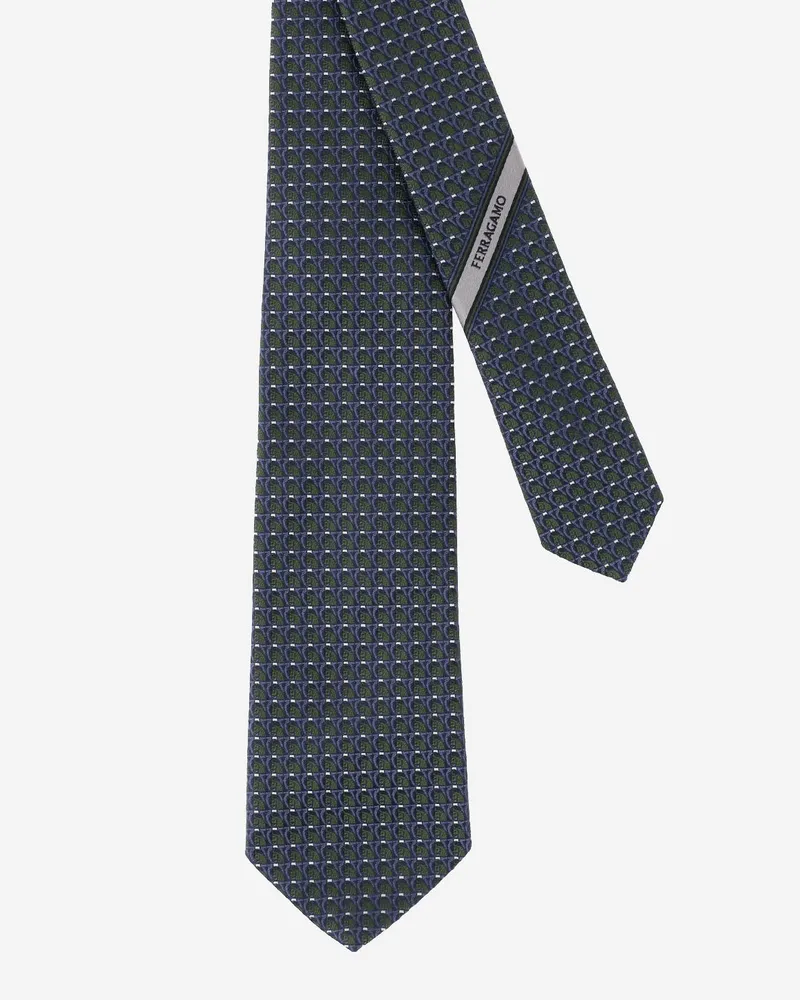 Ferragamo Seidenkrawatte mit geometrischem Muster Verde