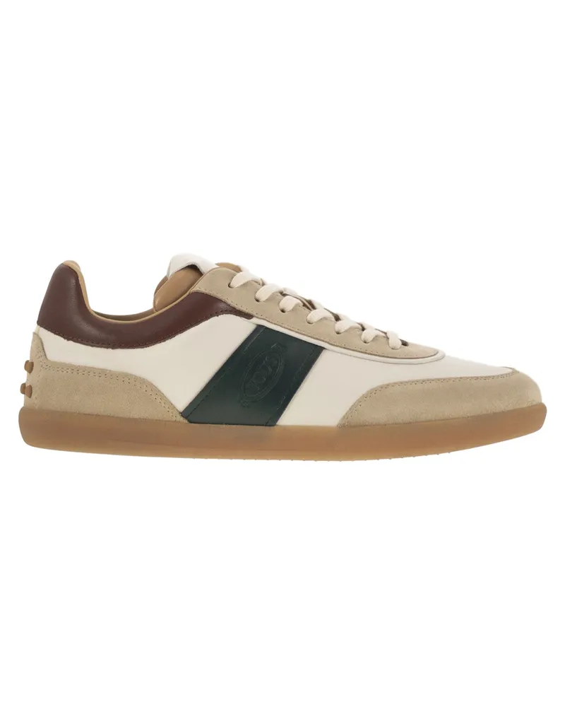 TOD'S Tod 's Wildleder -Ledertaschen Turnschuhe Cream
