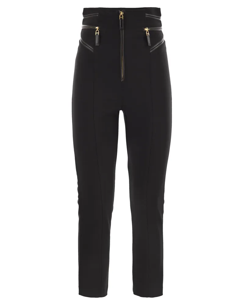 Elisabetta Franchi Crepe Hosen mit Reißverschlussdetails Black
