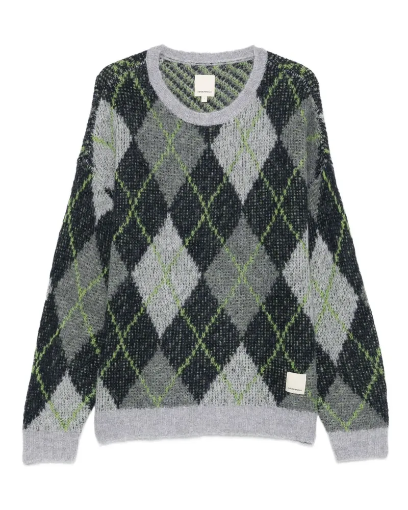 Emporio Armani Wolle Blend Crewneck -Pullover Blue