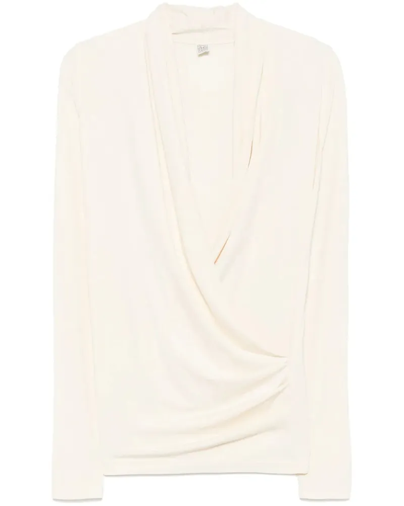 Totême überlappende Jersey Top Ecru
