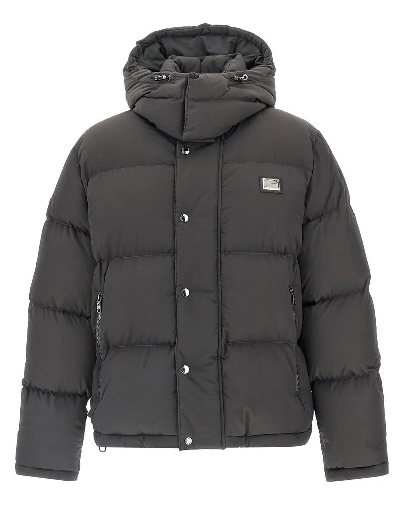 Dolce & Gabbana Logo Patch Down Jacke Gray