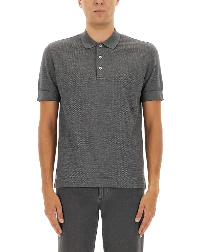 Ermenegildo Zegna Baumwollmisch -Polo -Hemd Grey