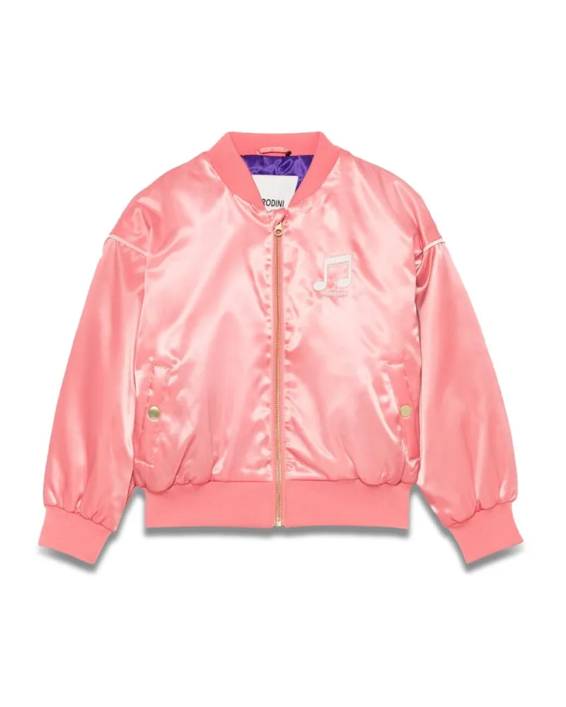 Mini Rodini Jacke Notizen Chenille Baseball Pink