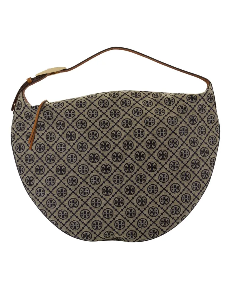 Tory Burch T Monogramm Ballon Umhängetasche e Baumwollblau Blau