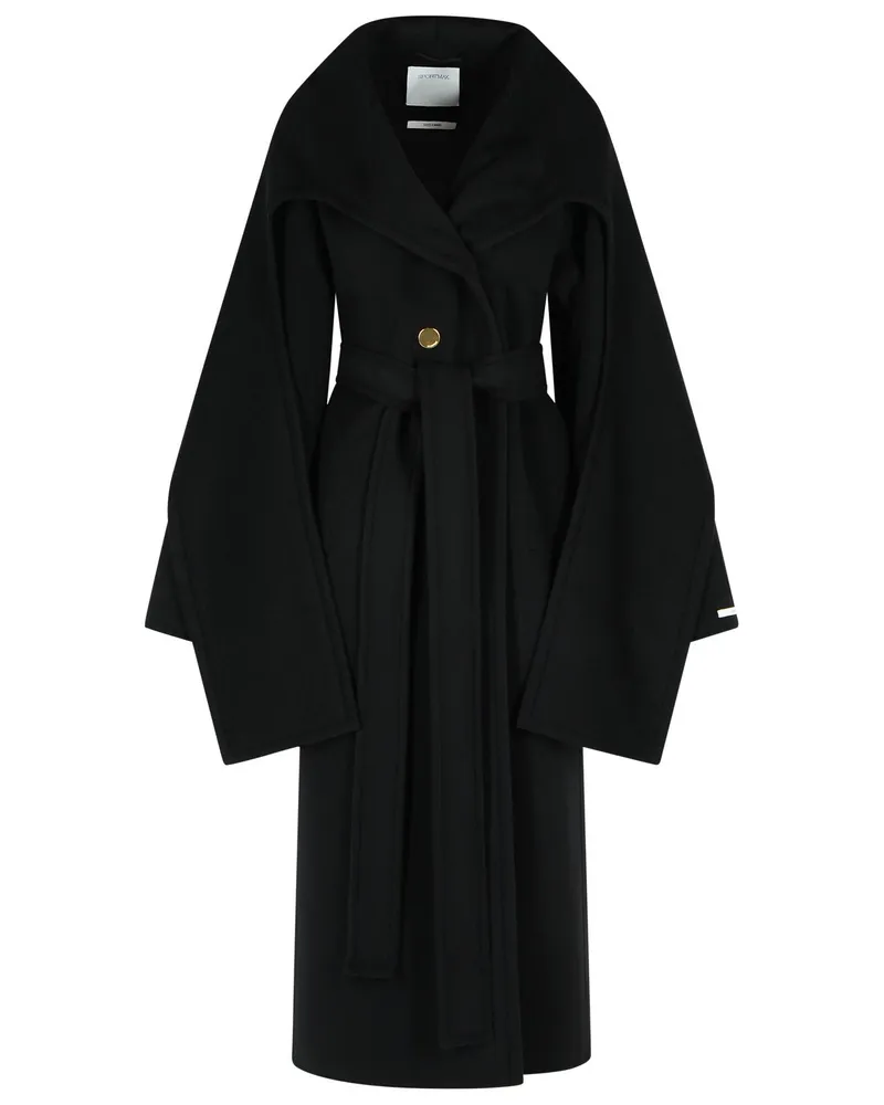 SPORTMAX Baldo 'schwarzer Wollmantel mit Schalkragen Black
