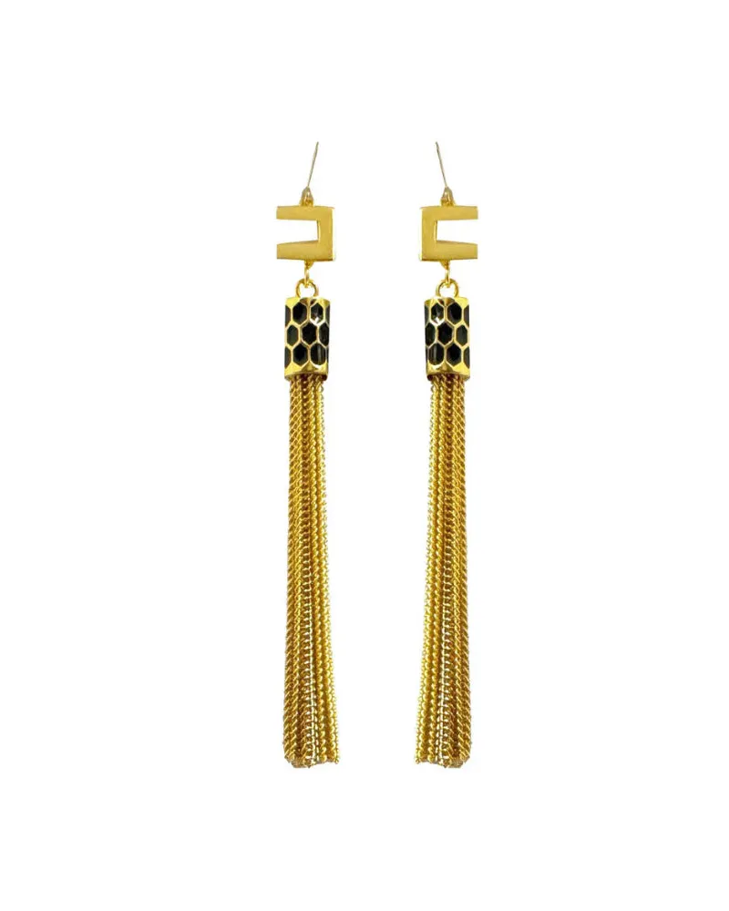 Elisabetta Franchi Long Ohrringe mit Logo Golden