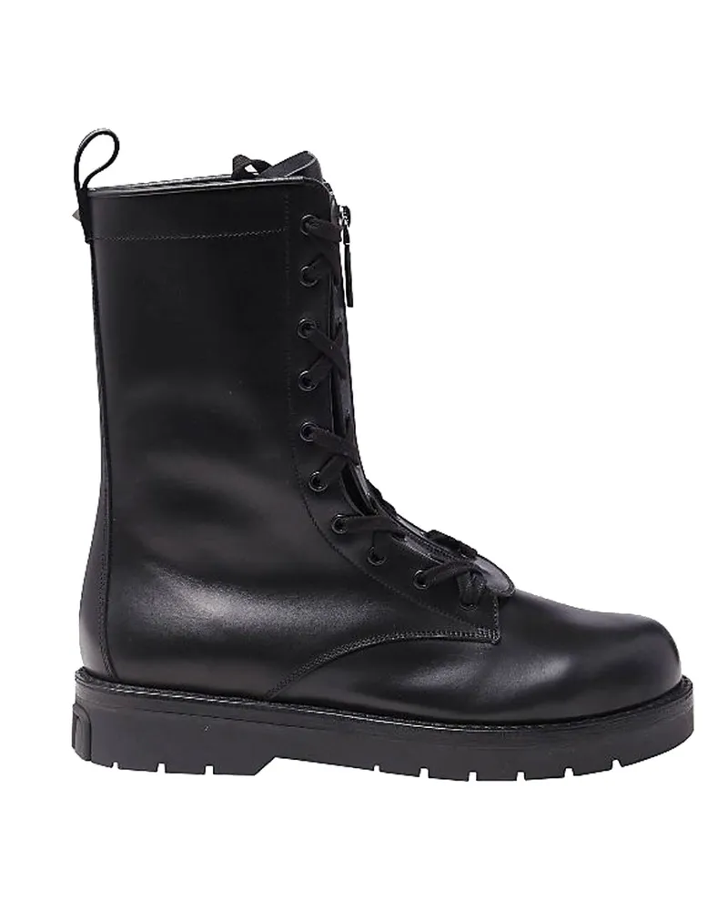 Valentino Garavani Valentino Garavani Kampflederstiefel Schwarz