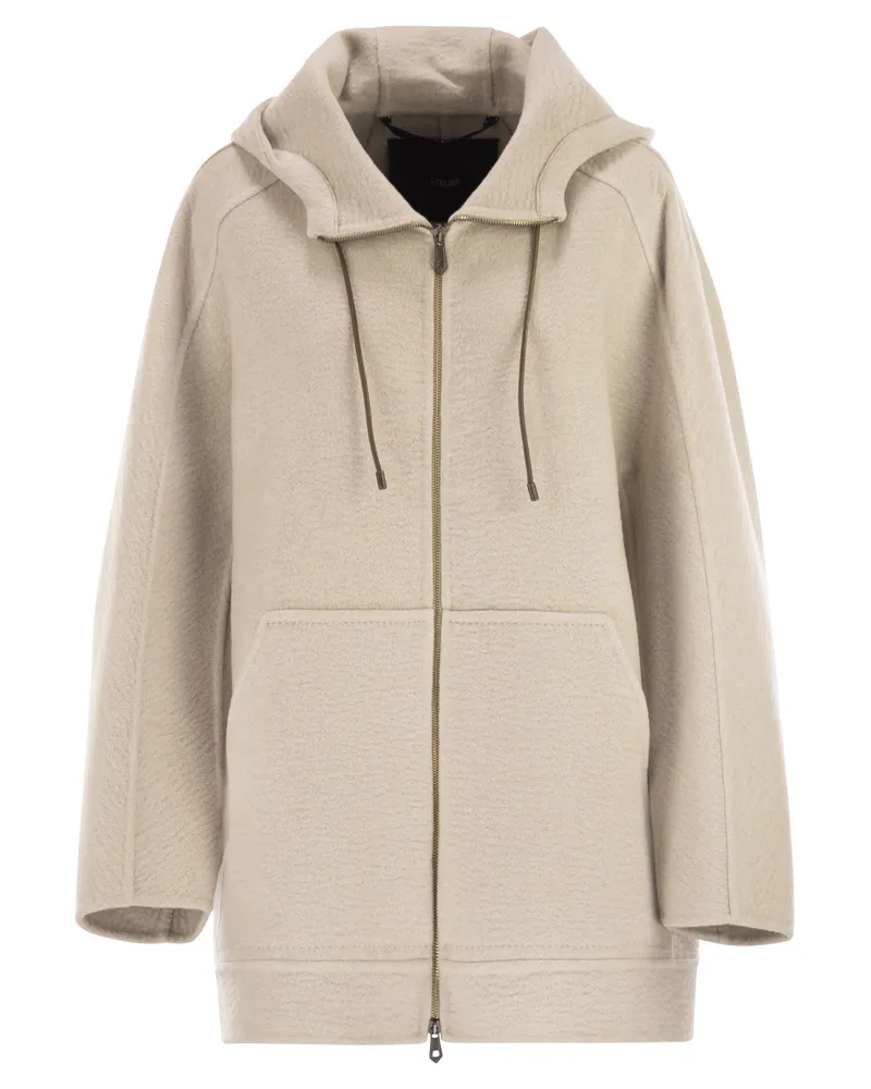 Max Mara Gradi Doppellagiger Sweatshirt-Mantel aus reinem Kaschmir Sand