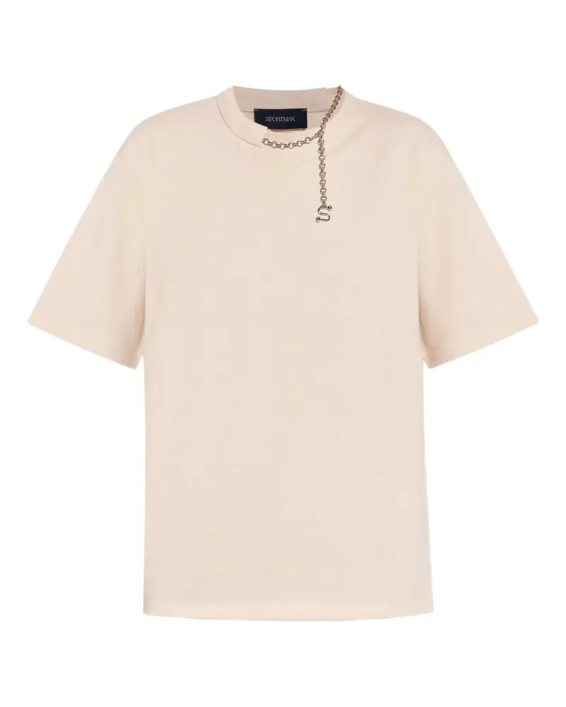SPORTMAX T-Shirt mit Kettenverzierung Beige