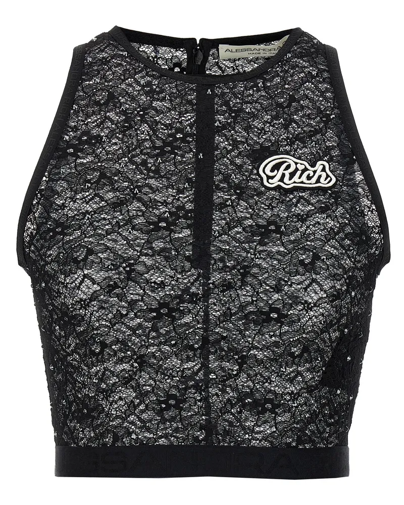 Alessandra Rich Alessandra reichhaltiger Strassspitzen -Spitze Black