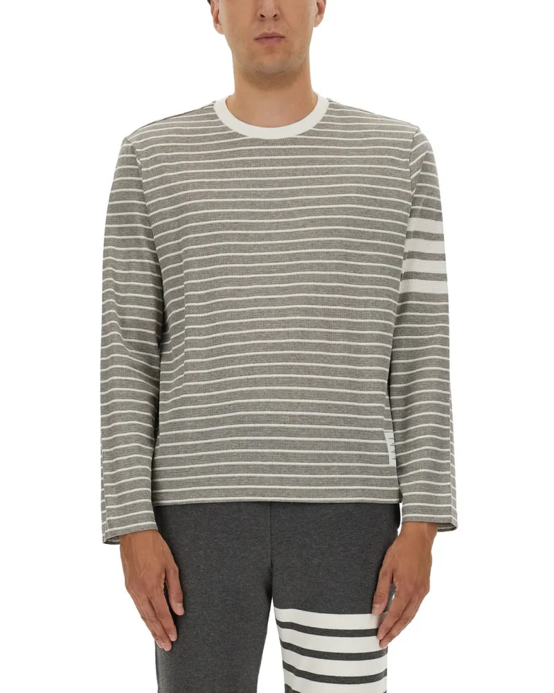 Thom Browne gestreiftes T -Shirt Grey