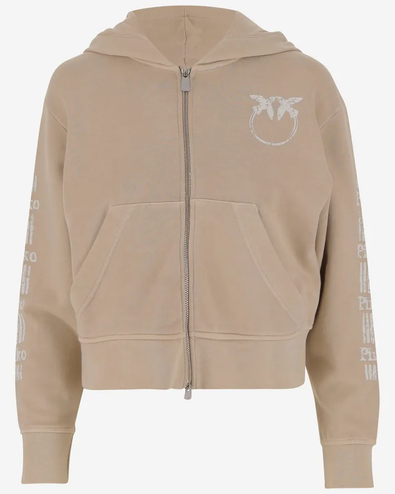 Pinko Cotton Sweatshirt mit Logo Beige