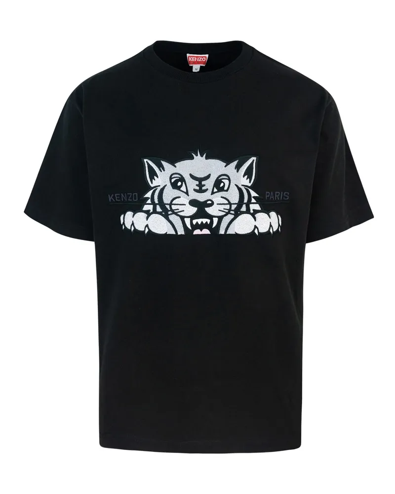 Kenzo T -Shirt übergroße Nera Con Stampa übergroß Black