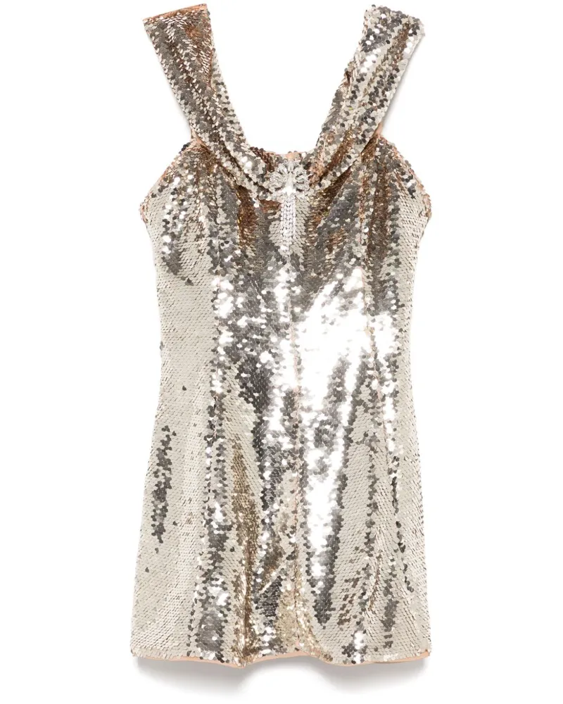 Self-Portrait Selbstporträt kurzes Kleid mit außerhalb der Schultern Gold