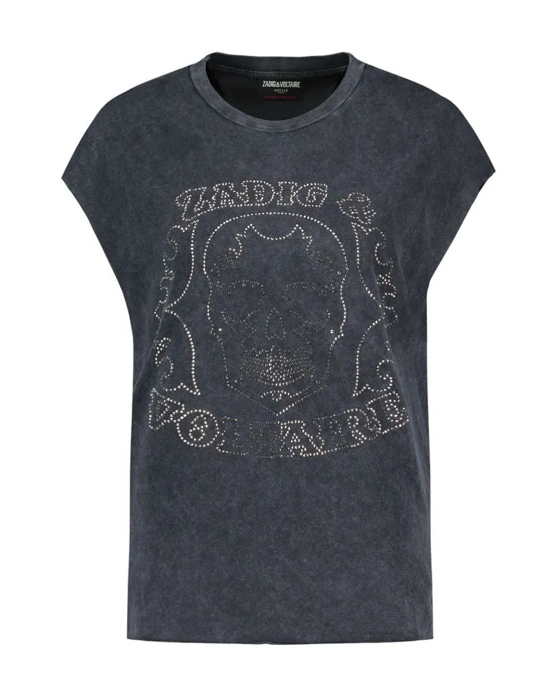 Zadig & Voltaire Cloe HC Schädelstrass T -Shirt  Baumwolle Schwarz Black
