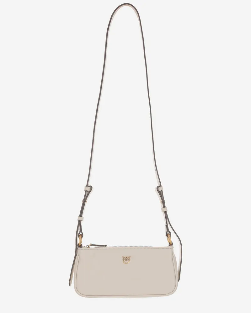 Pinko Mini Half Moon Baguette Ledertasche mit Logo White