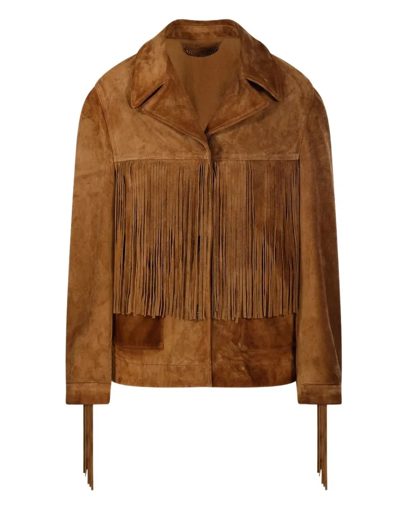 Golden Goose Lederjacke aus goldener Gänse Franse Brown