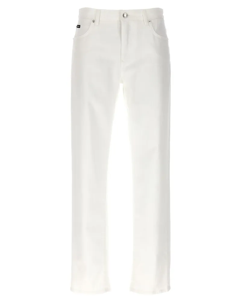 Dolce & Gabbana Logo Plaque Jeans White