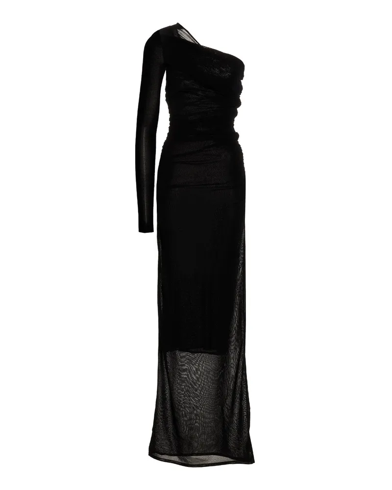 Saint Laurent drapiertes langes Kleid Black