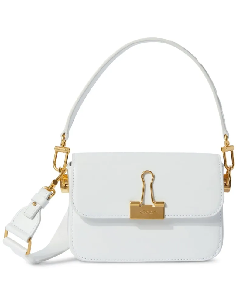 OFF-WHITE Binder Small Leder Umhängetasche Weiß