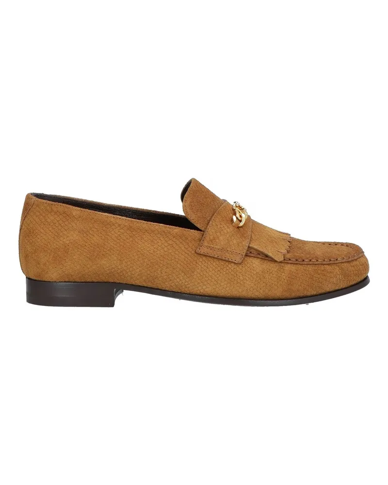 Celine Triomphe Fransen Slipper Brown