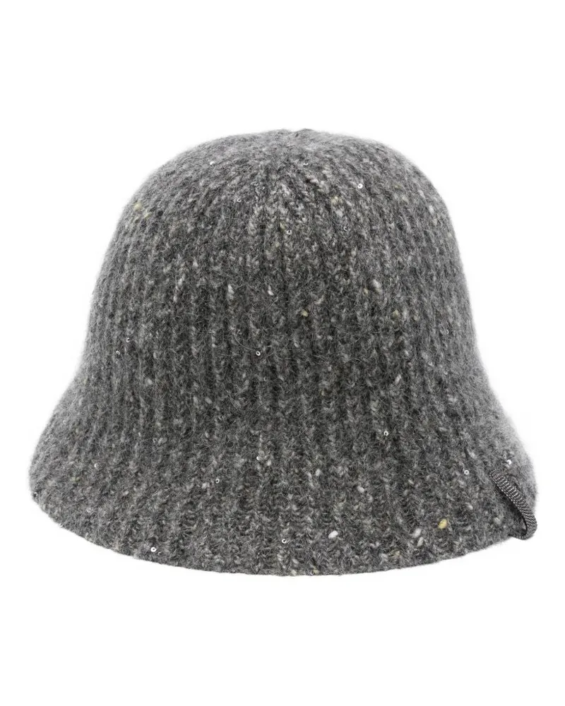 Brunello Cucinelli Wolle Cloche Hut Grey